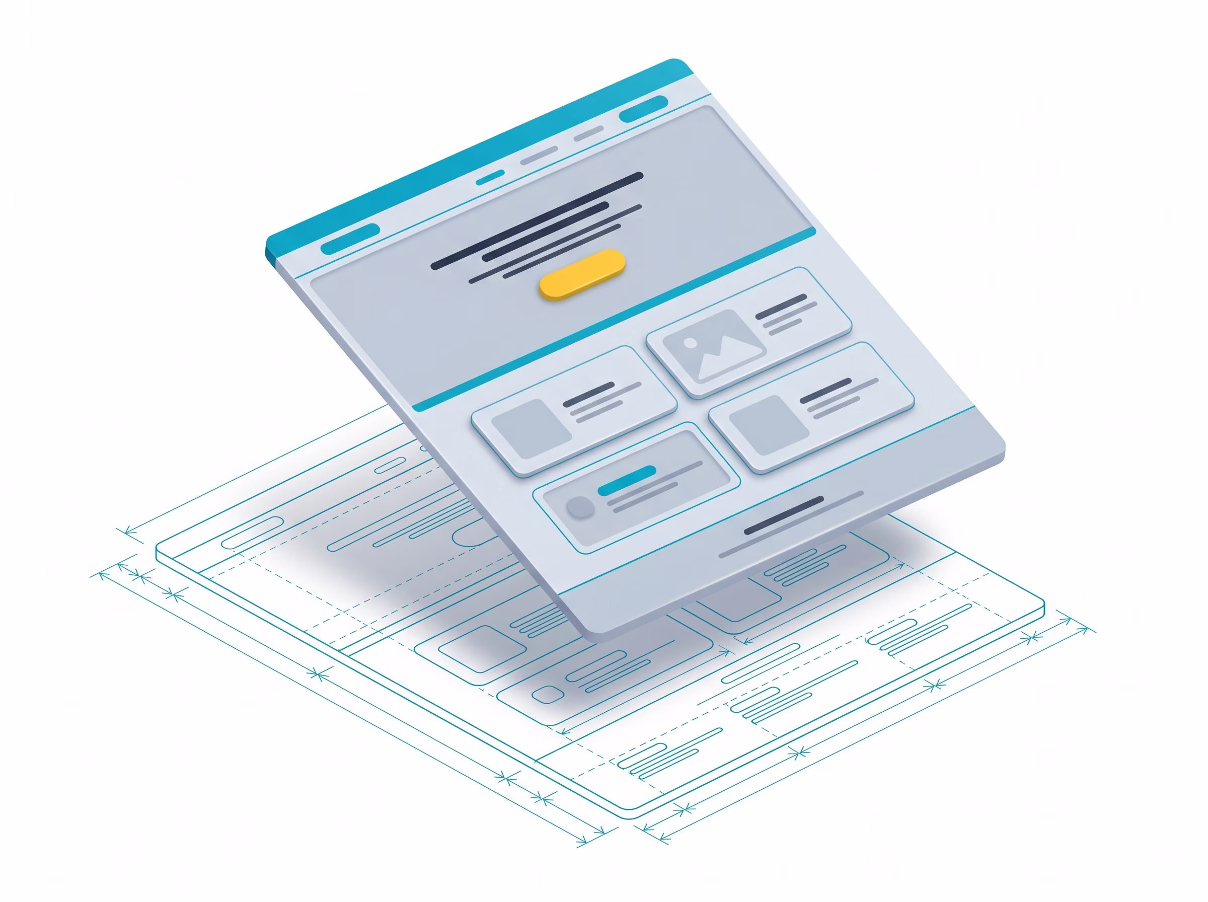 Illustration of a PageRocket landing page mockup