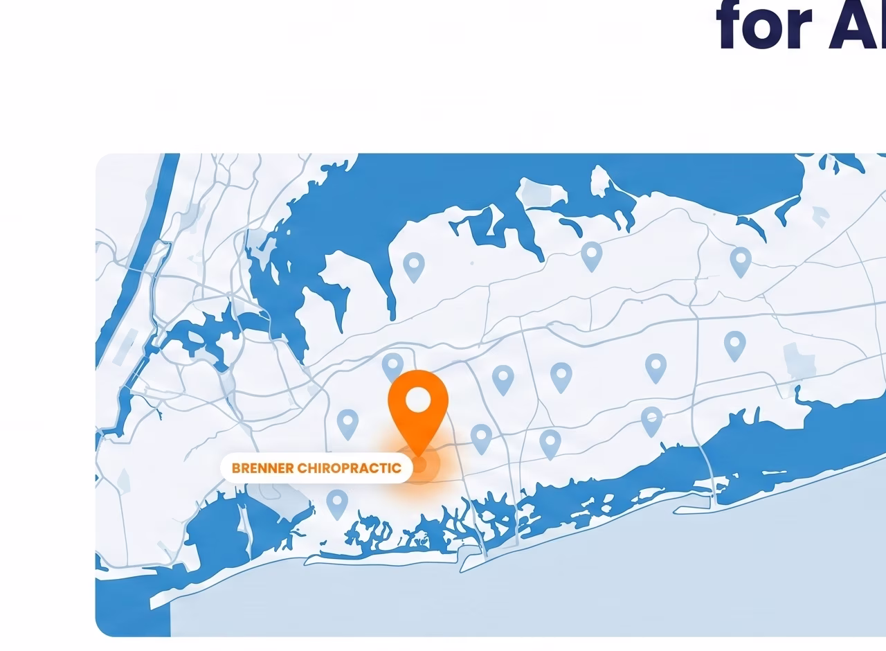 Map of Long Island showing Brenner Chiropractic in Bellmore, NY